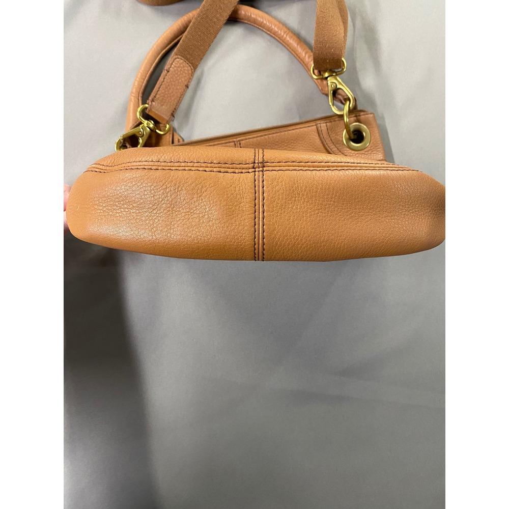 Fossil Brown Genuine Pebbled Leather Crossbody Bag Purse Zip Small Everyday - Picture 6 of 13